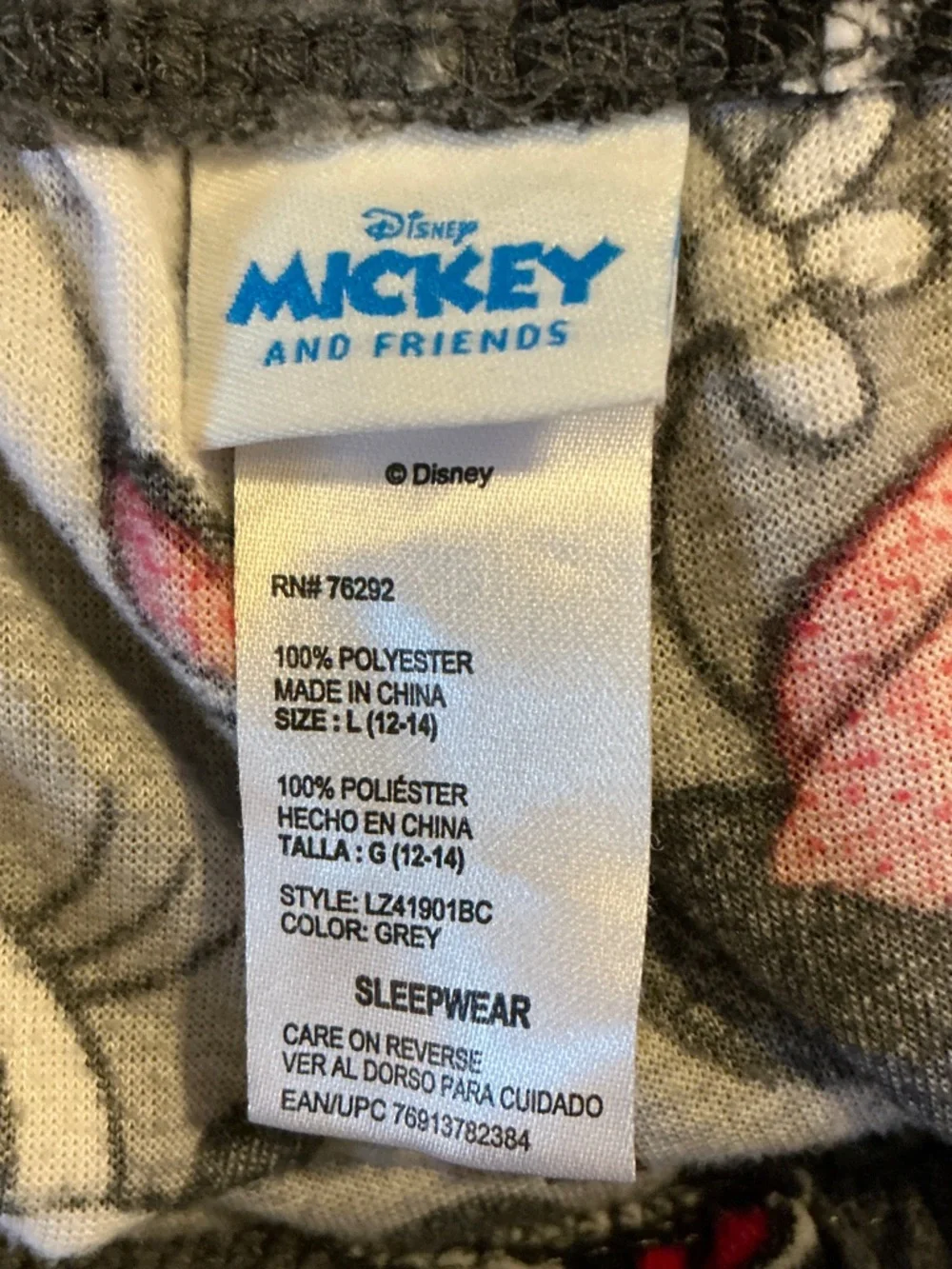 Disney Gray Minnie & Friends Pajama Pants with Red Drawstring - Picture 3 of 3
